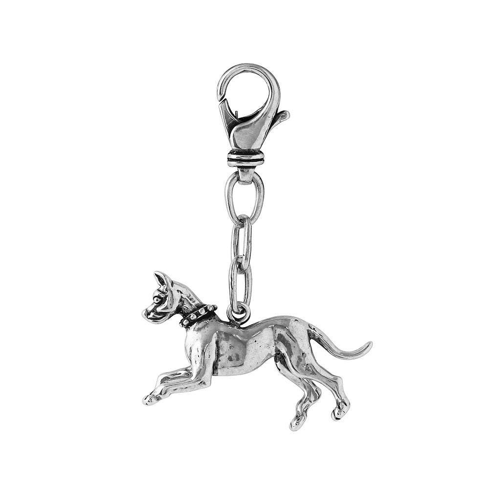 Dane 3D Hunde Schlüsselanhänger in Sterling Silber, Hundeschmuck von CityofJewelz