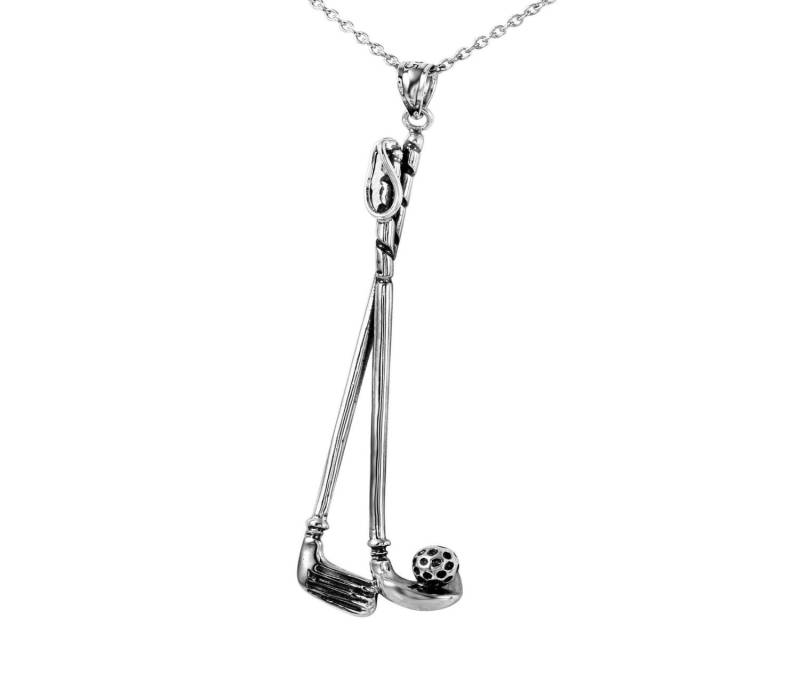Golfschläger & Ball Halskette in Sterling Silber von CityofJewelz