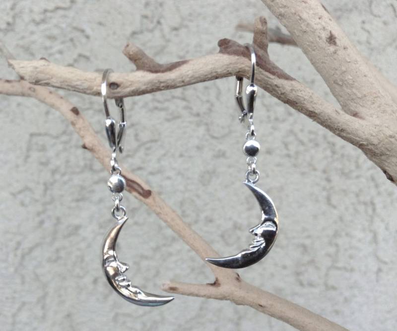 Halbmond Ohrringe in Sterling Silber, Mond Schmuck, Ohrringe von CityofJewelz