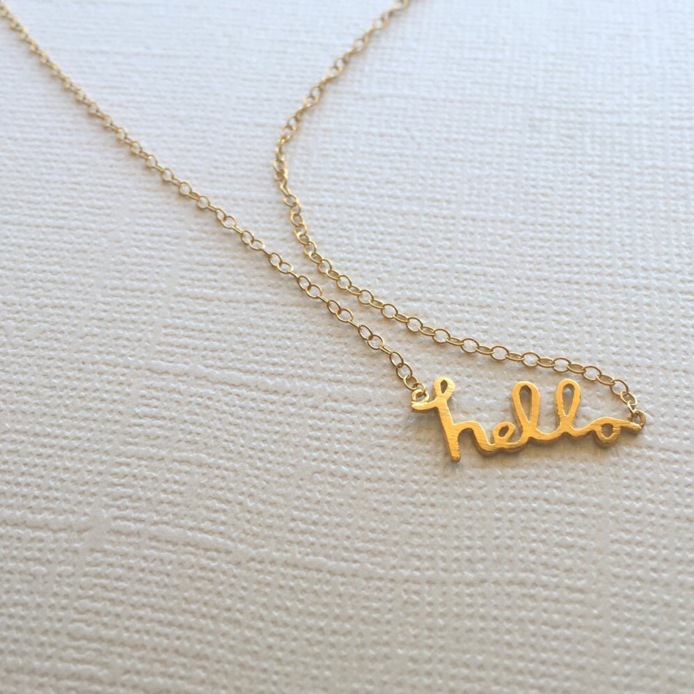 Hello Halskette Aus Sterling Silber | 18K Gelbgold Plattierung von CityofJewelz