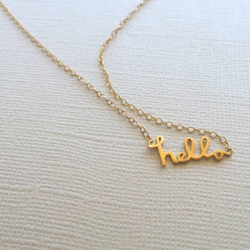 Hello Halskette Aus Sterling Silber | 18K Gelbgold Plattierung von CityofJewelz