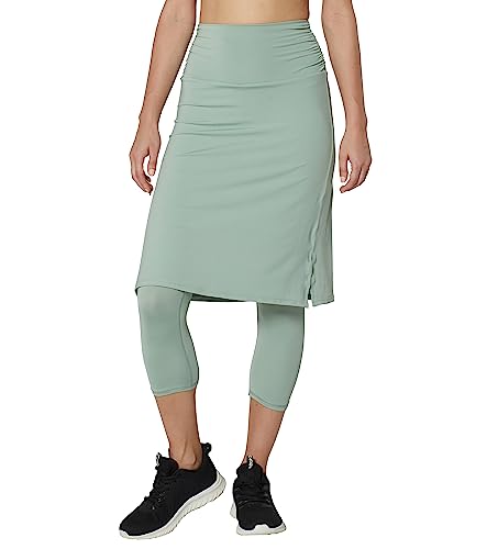 Cityoung Skirted Leggings for Women Dressy Skirt with Leggings Attached Workout Modest Swim Skirts with Capri with Pockets, 63,5 cm, Grün, M von Cityoung