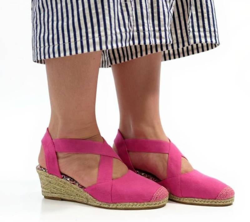 Citywalk Wedges Damen Keilabsatz-Sandalen mit Gummizug Espadrilles 11007623 Pink von Citywalk