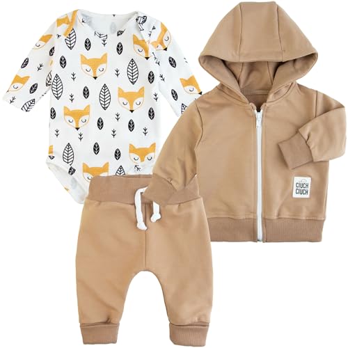 CiuchCiuch Baby-Set – Kapuzenpullover – Shorts – Body - Für Säuglinge – Für Kinder – Für Jungen – Für Mädchen – Baumwolle – Verschiedene Muster Füchse 56 von CiuchCiuch