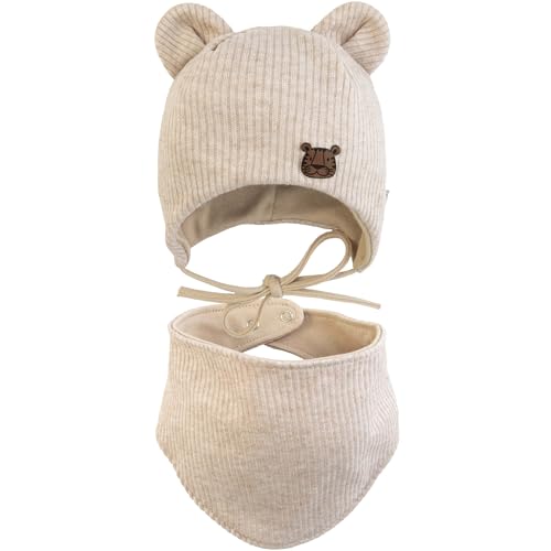 CiuchCiuch Tiger 2-teiliges Baby Set – Mütze & Halstuch – 97% Baumwolle, 3% Elasthan – Doppellagig, Gerippt, Mit Tiger-Applikation – Unisex für Säuglinge & Kleinkinder – Frühling & Herbst von CiuchCiuch