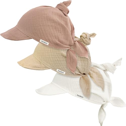CiuchCiuch Musselin-Kopftuch – 3er-Pack – 100% Baumwolle – Für Säuglinge – Für Jungen und Mädchen – Dreieckstuch – Mütze mit Schirm von CiuchCiuch