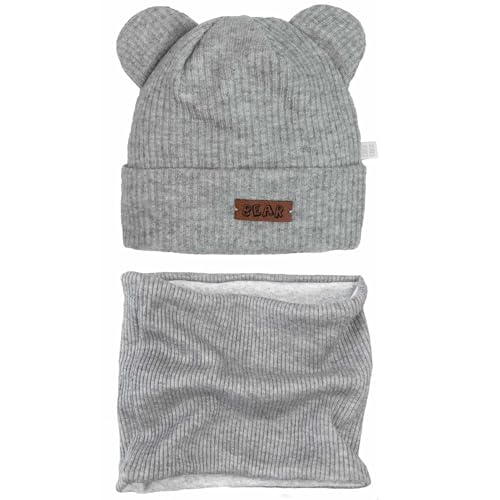 CiuchCiuch Set Mütze und Schal mit Futter für Babys - Mütze für Mädchen – Jungen – Kinder – Schal – Für Spaziergänge – Für Herbst und Frühling - Grau 46-48 von CiuchCiuch