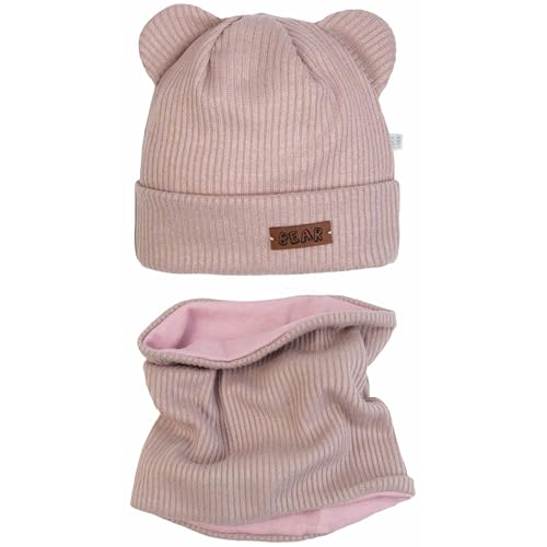 CiuchCiuch Set Mütze und Schal mit Futter für Babys - Mütze für Mädchen – Jungen – Kinder – Schal – Für Spaziergänge – Für Herbst und Frühling - Rosa 48-50 von CiuchCiuch