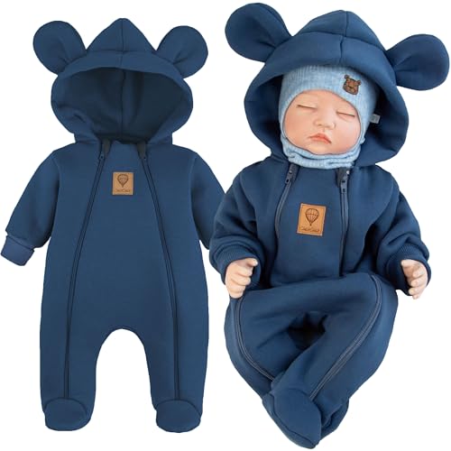 CiuchCiuch Baby Übergangs-Strampler – 80% Baumwolle Sweatstoff Overall mit Kapuze & Ohren – Fußteil & Zwei Reißverschlüsse – Für Mädchen & Jungen – Kuscheliger Frühling/Herbst-Overall von CiuchCiuch