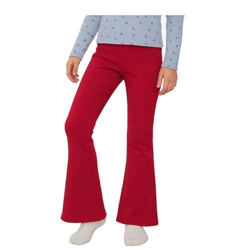 CiuchCiuch gefütterte Schlaghose für Mädchen - Bequeme Flare Leggings aus Baumwolle - Modische Herbst- & Winterhose mit hoher Taille - Hergestellt in Polen - Himbeer 158 von CiuchCiuch