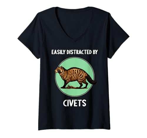 Damen Civet Zibetkatze T-Shirt mit V-Ausschnitt Damen Civet Zibetkatze T-Shirt mit V-Ausschnitt von Civet Zibetkatze Tier Shop