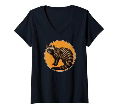 Damen Civet Zibetkatze T-Shirt mit V-Ausschnitt Damen Civet Zibetkatze T-Shirt mit V-Ausschnitt von Civet Zibetkatze Tier Shop