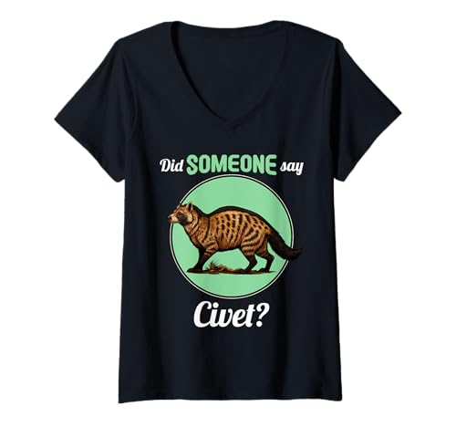 Damen Civet Zibetkatze T-Shirt mit V-Ausschnitt Damen Civet Zibetkatze T-Shirt mit V-Ausschnitt von Civet Zibetkatze Tier Shop
