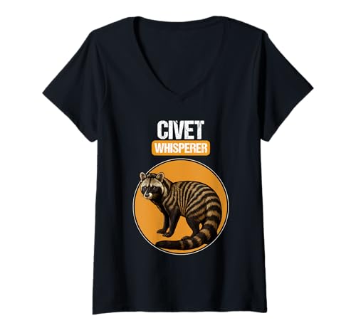 Damen Civet Zibetkatze T-Shirt mit V-Ausschnitt Damen Civet Zibetkatze T-Shirt mit V-Ausschnitt von Civet Zibetkatze Tier Shop