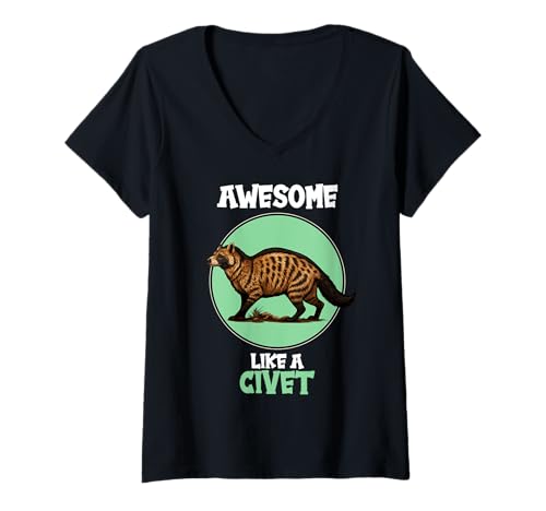 Damen Civet Zibetkatze T-Shirt mit V-Ausschnitt Damen Civet Zibetkatze T-Shirt mit V-Ausschnitt von Civet Zibetkatze Tier Shop