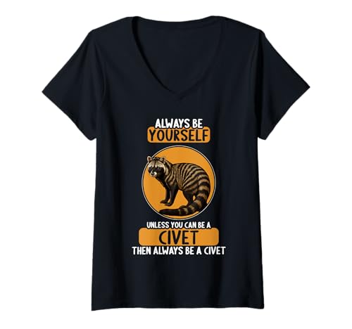 Damen Civet Zibetkatze T-Shirt mit V-Ausschnitt Damen Civet Zibetkatze T-Shirt mit V-Ausschnitt von Civet Zibetkatze Tier Shop
