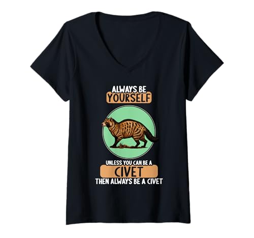 Damen Civet Zibetkatze T-Shirt mit V-Ausschnitt Damen Civet Zibetkatze T-Shirt mit V-Ausschnitt von Civet Zibetkatze Tier Shop