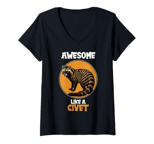 Damen Civet Zibetkatze T-Shirt mit V-Ausschnitt Damen Civet Zibetkatze T-Shirt mit V-Ausschnitt von Civet Zibetkatze Tier Shop