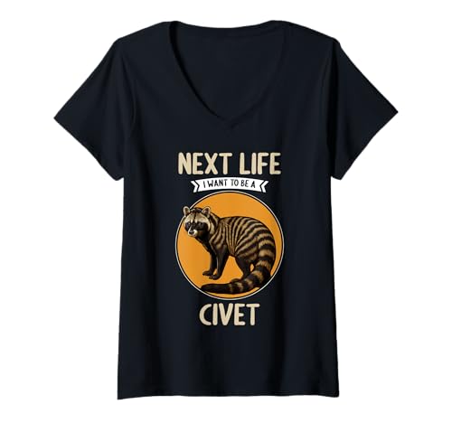 Damen Civet Zibetkatze T-Shirt mit V-Ausschnitt Damen Civet Zibetkatze T-Shirt mit V-Ausschnitt von Civet Zibetkatze Tier Shop