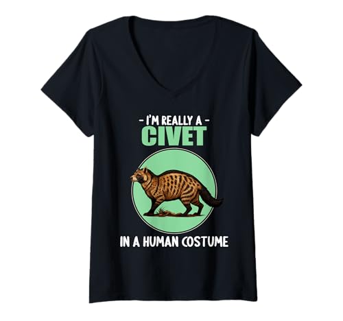 Damen Civet Zibetkatze T-Shirt mit V-Ausschnitt Damen Civet Zibetkatze T-Shirt mit V-Ausschnitt von Civet Zibetkatze Tier Shop