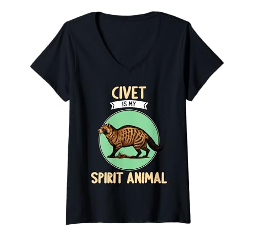 Damen Civet Zibetkatze T-Shirt mit V-Ausschnitt Damen Civet Zibetkatze T-Shirt mit V-Ausschnitt von Civet Zibetkatze Tier Shop