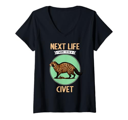 Damen Civet Zibetkatze T-Shirt mit V-Ausschnitt Damen Civet Zibetkatze T-Shirt mit V-Ausschnitt von Civet Zibetkatze Tier Shop