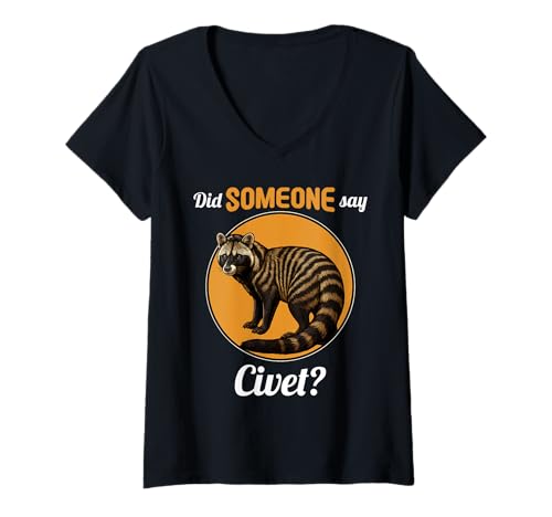 Damen Civet Zibetkatze T-Shirt mit V-Ausschnitt Damen Civet Zibetkatze T-Shirt mit V-Ausschnitt von Civet Zibetkatze Tier Shop