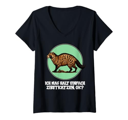 Damen Civet Zibetkatze T-Shirt mit V-Ausschnitt Damen Civet Zibetkatze T-Shirt mit V-Ausschnitt von Civet Zibetkatze Tier Shop