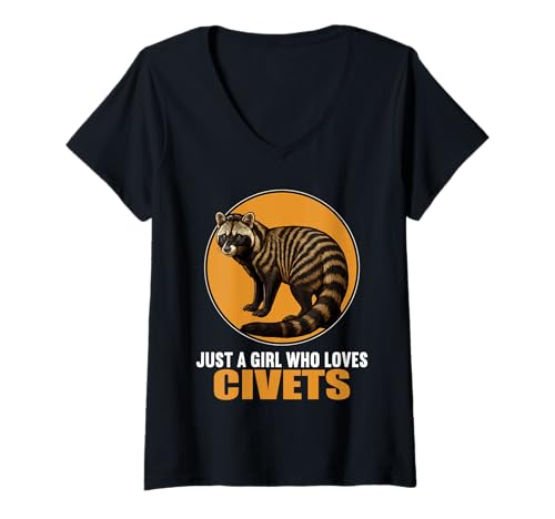 Damen Civet Zibetkatze T-Shirt mit V-Ausschnitt Damen Civet Zibetkatze T-Shirt mit V-Ausschnitt von Civet Zibetkatze Tier Shop