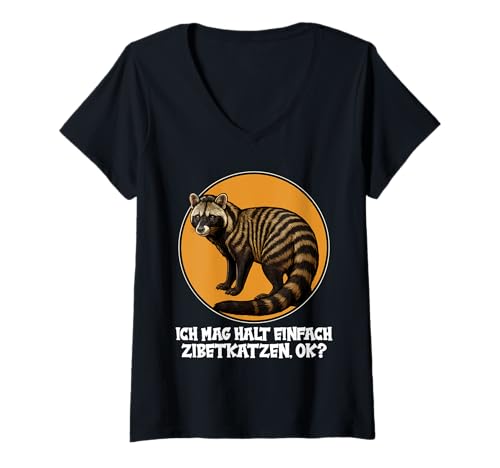 Damen Civet Zibetkatze T-Shirt mit V-Ausschnitt Damen Civet Zibetkatze T-Shirt mit V-Ausschnitt von Civet Zibetkatze Tier Shop