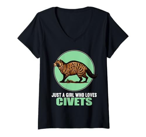 Damen Civet Zibetkatze T-Shirt mit V-Ausschnitt Damen Civet Zibetkatze T-Shirt mit V-Ausschnitt von Civet Zibetkatze Tier Shop