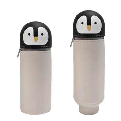 2-in-1 niedliche Cartoon Panda Pink Kawaii Stifthalter, multifunktionaler Schreibwaren Organisator - estuche silicona für Mädchen, estuche mr Wonderful für Schüler (Penguin) von CiwDehuanle