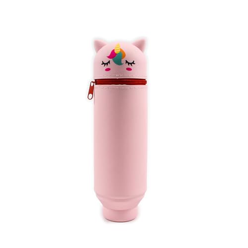 2-in-1 niedliche Cartoon Panda Pink Kawaii Stifthalter, multifunktionaler Schreibwaren Organisator - estuche silicona für Mädchen, estuche mr Wonderful für Schüler (Unicorn) von CiwDehuanle