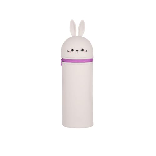 2-in-1 niedliche Cartoon Panda Pink Kawaii Stifthalter, multifunktionaler Schreibwaren Organisator - estuche silicona für Mädchen, estuche mr Wonderful für Schüler (White Rabbit) von CiwDehuanle
