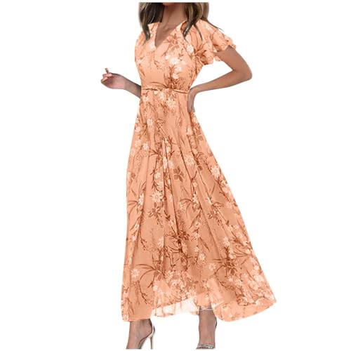 CixNy Sommerkleider Damen Lange Chiffon Kleid Rüschen Blumen Kurzarm V Ausschnitt Hohe Taille Maxikleid Partykleid Blumenkleid Strandkleid Cocktailkleid CixNy Sommerkleider Damen Lange Chiffon Kleid Rüschen Blumen Kurzarm V Ausschnitt Hohe Taille Maxikleid Partykleid Blumenkleid Strandkleid Cocktailkleid von CixNy