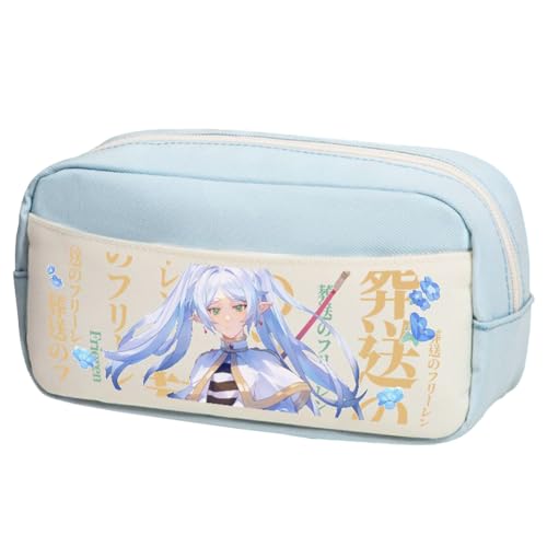 Anime Frieren Federmäppchen Himmel/Farn/Stark Cartoon-Druck Stiftetasche Bleistifttasche Student Schreibwaren Tasche Große Kapazität Aufbewahrung Stifteetui Kosmetiktasche, Typ 10, 23*10*12cm von Ciyoulio