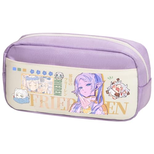 Anime Frieren Federmäppchen Himmel/Farn/Stark Cartoon-Druck Stiftetasche Bleistifttasche Student Schreibwaren Tasche Große Kapazität Aufbewahrung Stifteetui Kosmetiktasche, Typ 5, 23*10*12cm von Ciyoulio