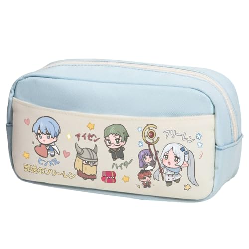 Anime Frieren Federmäppchen Himmel/Farn/Stark Cartoon-Druck Stiftetasche Bleistifttasche Student Schreibwaren Tasche Große Kapazität Aufbewahrung Stifteetui Kosmetiktasche, Typ 8, 23*10*12cm von Ciyoulio