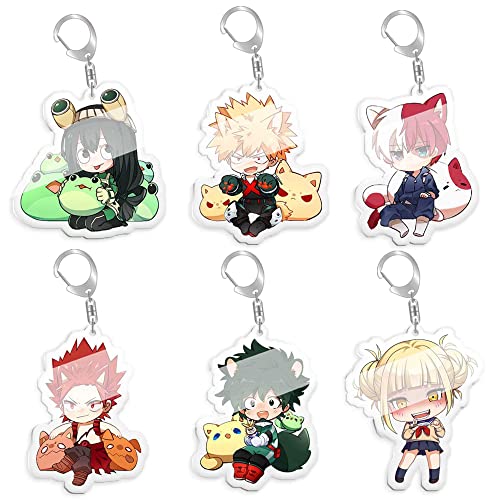 Ciyoulio 6 Stücke MHA Acryl Anhänger Katsuki Bakugou/Himiko Toga Anime Schlüsselanhänger Set, Acryl Anime Figur Anhänger Manga Geschenk Für Fans von Ciyoulio