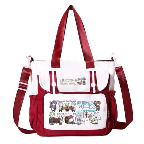 Ciyoulio Frieren Anime Crossbody Bag Himmel Satchel Handtasche Fern/Stark Messenger Bag Schultertaschen Große Kapazität Tote Taschen für Studenten, Typ 4, 28*11*30cm von Ciyoulio