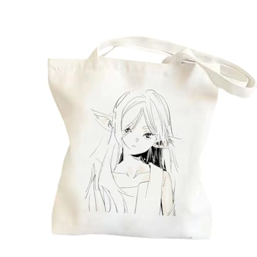 Ciyoulio Frieren Anime-Print Canvas Bag Himmel Handtasche Single Shoulder Bag Casual Lightweight Large Capacity Shopping Bag Manga Tote Bags, Typ 2, 33*38cm von Ciyoulio