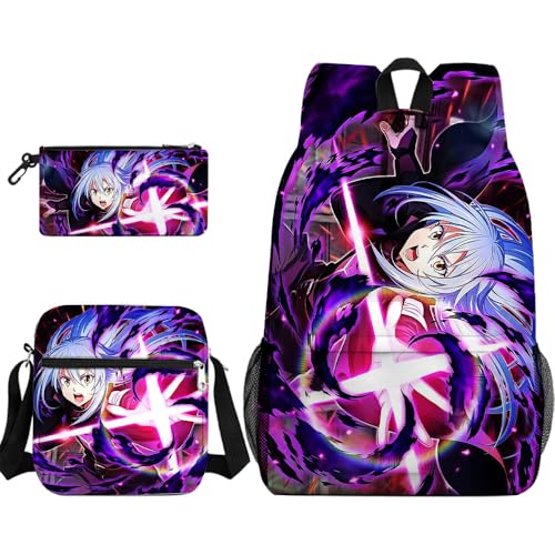 Ciyoulio Rimuru Anime-Rucksack, 3-teiliges Set, Milim/Shion, Anime, bedruckte Schultertaschen mit Crossbody-Tasche, Federmäppchen, Schülertasche, Schulranzen, Stifttasche für Teenager, Mädchen, Jungen Ciyoulio Rimuru Anime-Rucksack, 3-teiliges Set, Milim/Shion, Anime, bedruckte Schultertaschen mit Crossbody-Tasche, Federmäppchen, Schülertasche, Schulranzen, Stifttasche für Teenager, Mädchen, Jungen von Ciyoulio