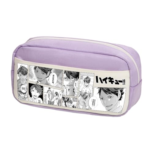 Ciyoulio Shoyo Hinata Anime Stifttasche Tobio Kageyama/Kuroo Tetsurou Cartoon-Druck Federmäppchen Schreibwaren Taschen Große Kapazität Aufbewahrung Federmäppchen Schüler Schulbedarf, Typ 2, 24*10*12cm von Ciyoulio