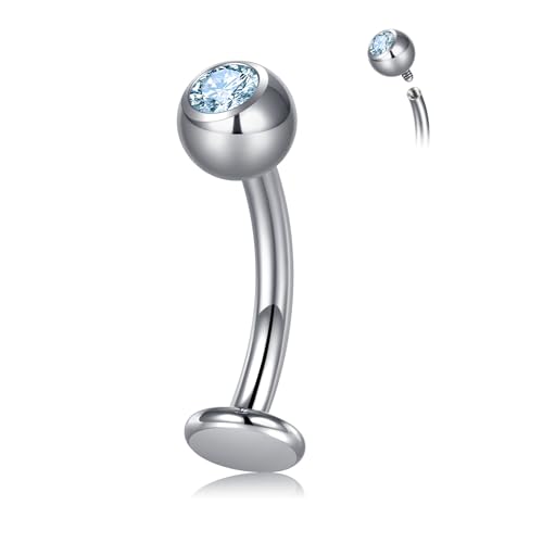 CIZME 14G Titan Bauchnabelpiercing 10mm Silber Bauchnabel Ring mit Blau und Transparent CZ Ball Piercing Schmuck für Frauen und Männer von CIZME
