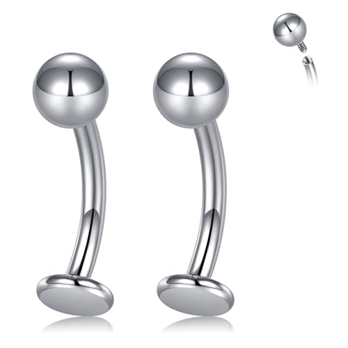 CIZME 2stk 14G Titan Bauchnabelpiercing 10mm Silber Bauchnabel Ring mit Ball Piercing Schmuck für Frauen und Männer von CIZME
