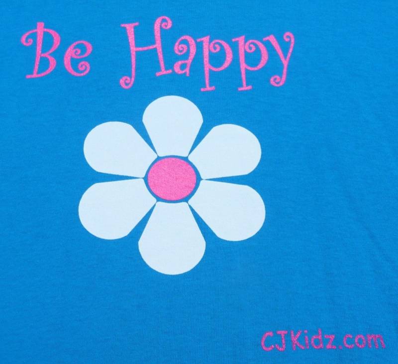 Jugend T-Shirt Teal Blue Daisy Be Happy von CjkidzTreasures