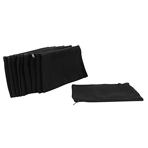 Cjuide 10 StüCk Leinwand ReißVerschluss Beutel Leinwand Make-Up Bleistiftetui Leere DIY Basteltaschen für Reisen DIY Bastelschule, Schwarz von Cjuide