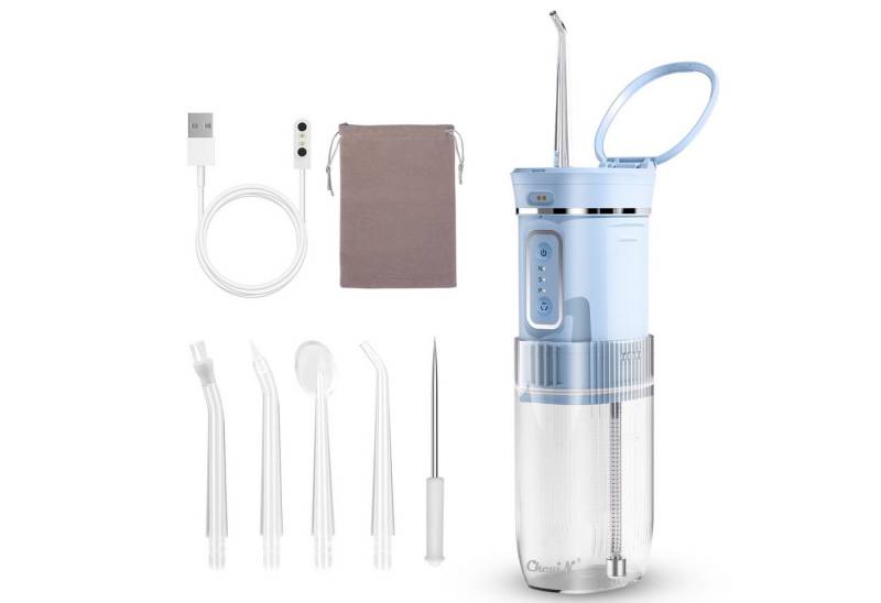 CkeyiN Munddusche Zahnzwischenraum-Reiniger, mit 200-ml-faltbarem abnehmbarem Wassertank, Aufsätze: 4 St. von CkeyiN