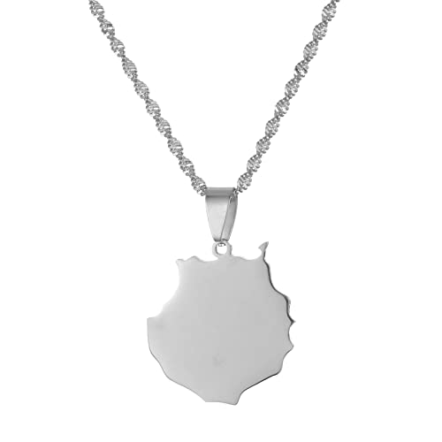 Ckieosh Karte Halskette Anhänger - Unisex Einfache Gran Canaria Karte Spanien Inseln Anhänger Halsketten Männer Frauen Trendy Polieren Dünne Kette Schmuck Zubehör,Weiß von Ckieosh