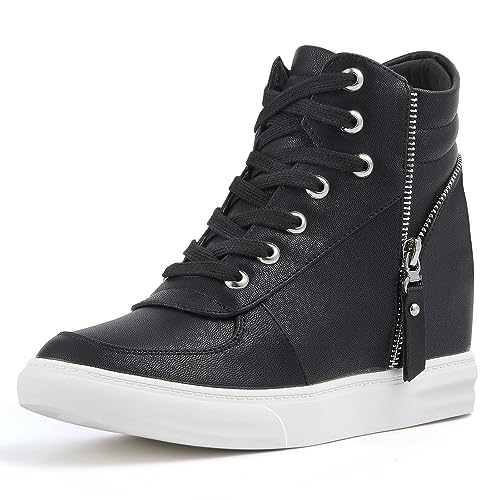 Ckrola Modische Plateauschuhe für Damen, versteckter Keilabsatz, hohe Sneaker für Damen, Plateaustiefel, Arbeitsschuhe, Schwarz 3, 35 EU Ckrola Modische Plateauschuhe für Damen, versteckter Keilabsatz, hohe Sneaker für Damen, Plateaustiefel, Arbeitsschuhe, Schwarz 3, 35 EU von Ckrola